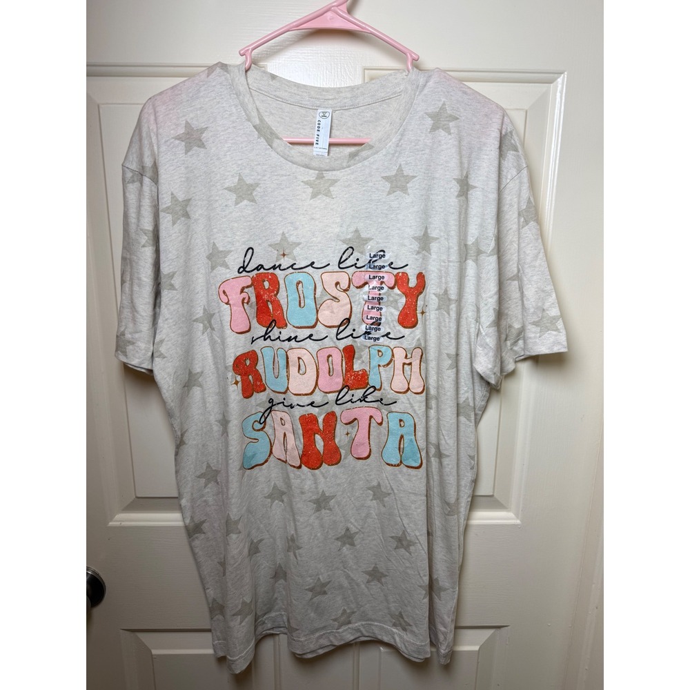 Festive Dance Like Frosty Holiday Graphic Star Print T-Shirt Large NEW
